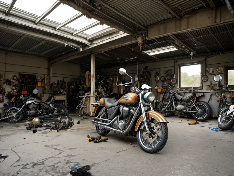 Ploteo vehicular en una moto dentro de un taller casero de mecánica de motos
