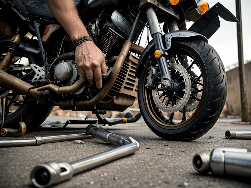 Cadenilla de distribución y tensor de una moto Boxer en el taller