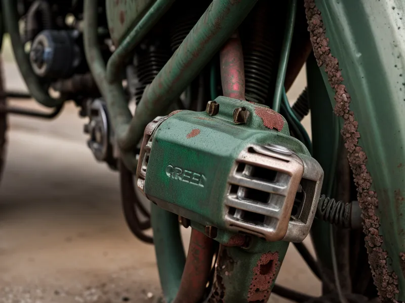 Conector eléctrico de moto sulfatado con color verde por la humedad