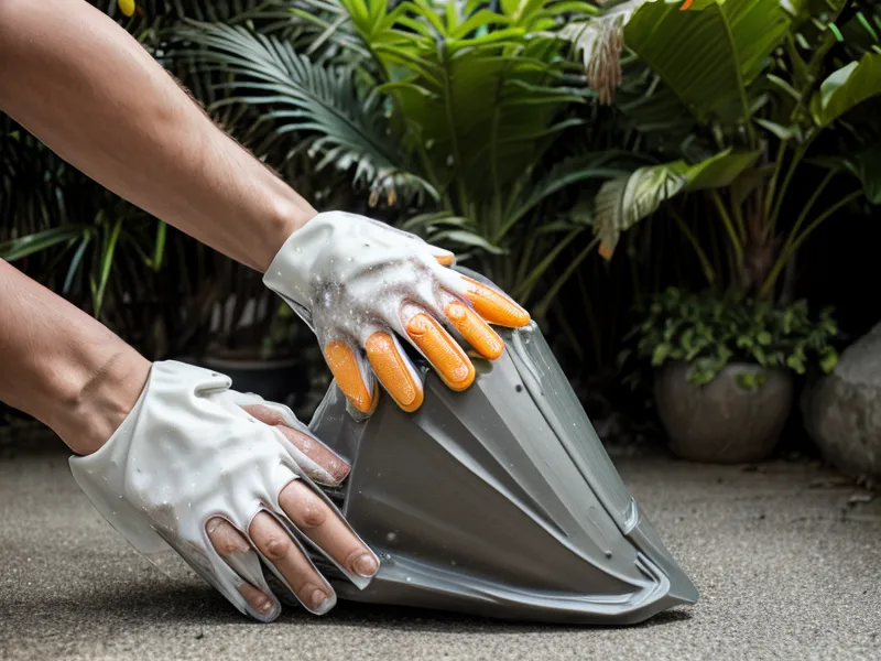 Cleaning motorcycle fairings with 70 percent isopropyl alcohol before wrapping