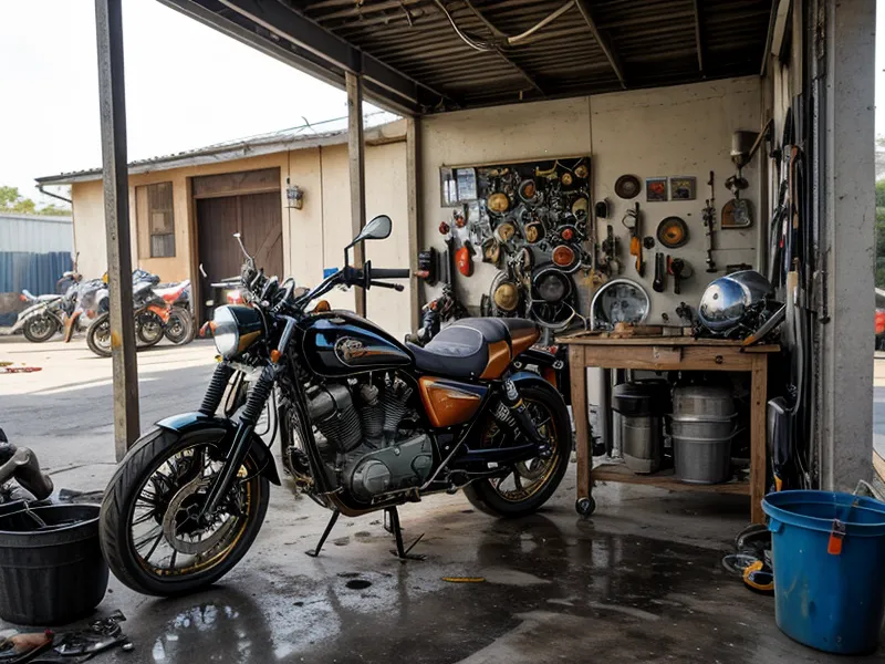 Inyector de combustible de moto sostenido en las manos de un mecánico, actuador de la inyección electrónica revisado en un taller casero